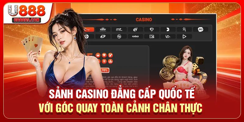 Sảnh Casino đẳng cấp quốc tế với góc quay toàn cảnh chân thực